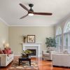 52 in. Indoor&Outdoor Solid Wood Ceiling Fan with light and Remote Control, Reversible DC Motor