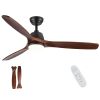 52 in. Indoor&Outdoor Solid Wood Ceiling Fan with light and Remote Control, Reversible DC Motor