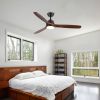 52 in. Indoor&Outdoor Solid Wood Ceiling Fan with light and Remote Control, Reversible DC Motor