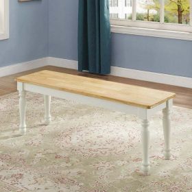 Autumn Lane Farmhouse Solid Wood Dining Bench, White and Natural Finish (Color: White and Natural Finish)