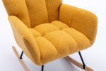Rocking Chair, Soft Teddy Velvet Fabric Rocking Chair for Nursery, Comfy Wingback Glider Rocker with Safe Solid Wood Base for Living Room Bedroom Balc