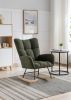 Rocking Chair, Soft Teddy Velvet Fabric Rocking Chair for Nursery, Comfy Wingback Glider Rocker with Safe Solid Wood Base for Living Room Bedroom Balc