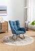 Rocking Chair, Soft Teddy Velvet Fabric Rocking Chair for Nursery, Comfy Wingback Glider Rocker with Safe Solid Wood Base for Living Room Bedroom Balc