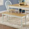 Autumn Lane Farmhouse Solid Wood Dining Bench, White and Natural Finish
