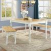 Autumn Lane Farmhouse Solid Wood Dining Bench, White and Natural Finish