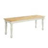 Autumn Lane Farmhouse Solid Wood Dining Bench, White and Natural Finish